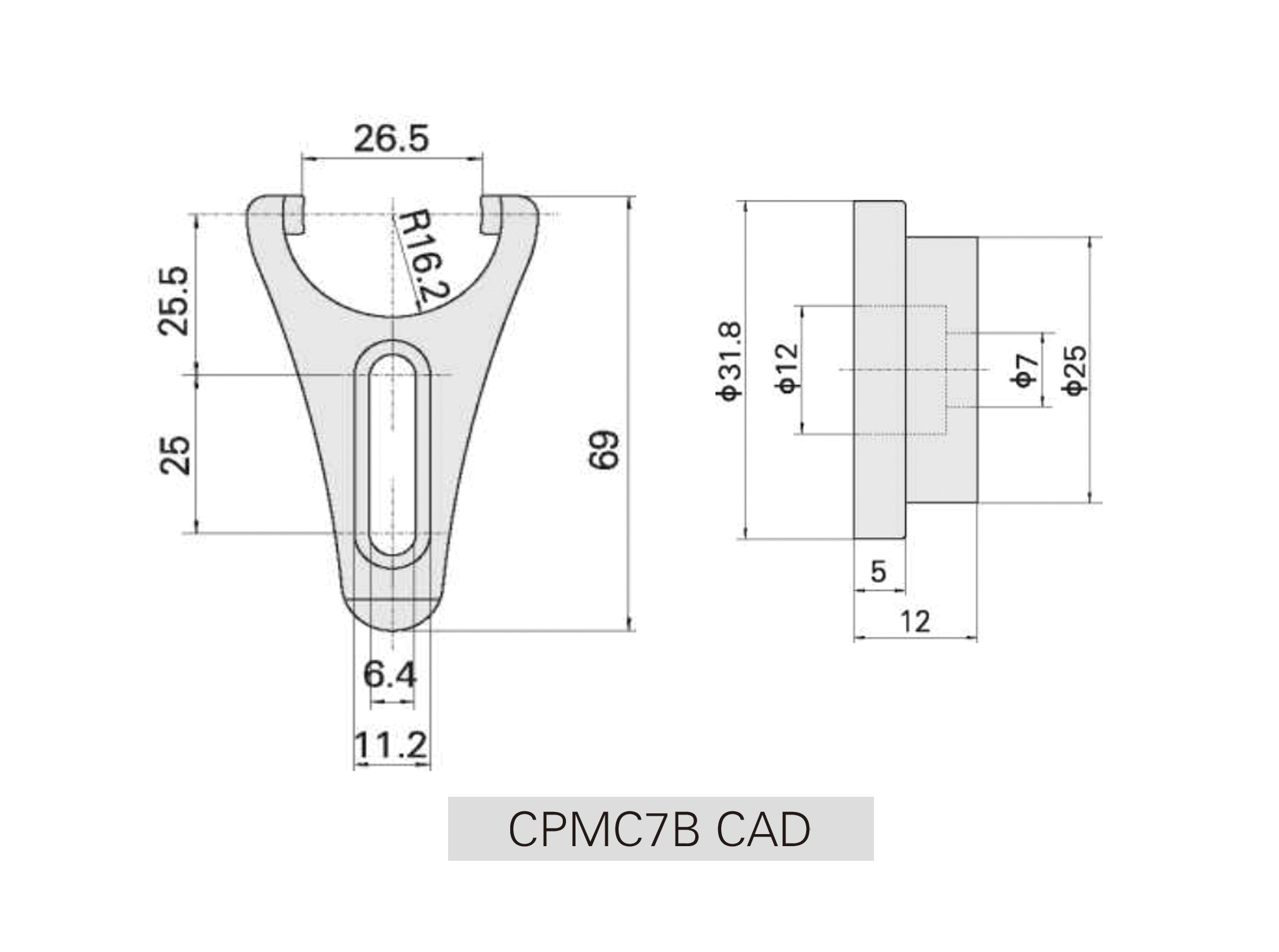 CPMC7B不锈钢式压板座cad