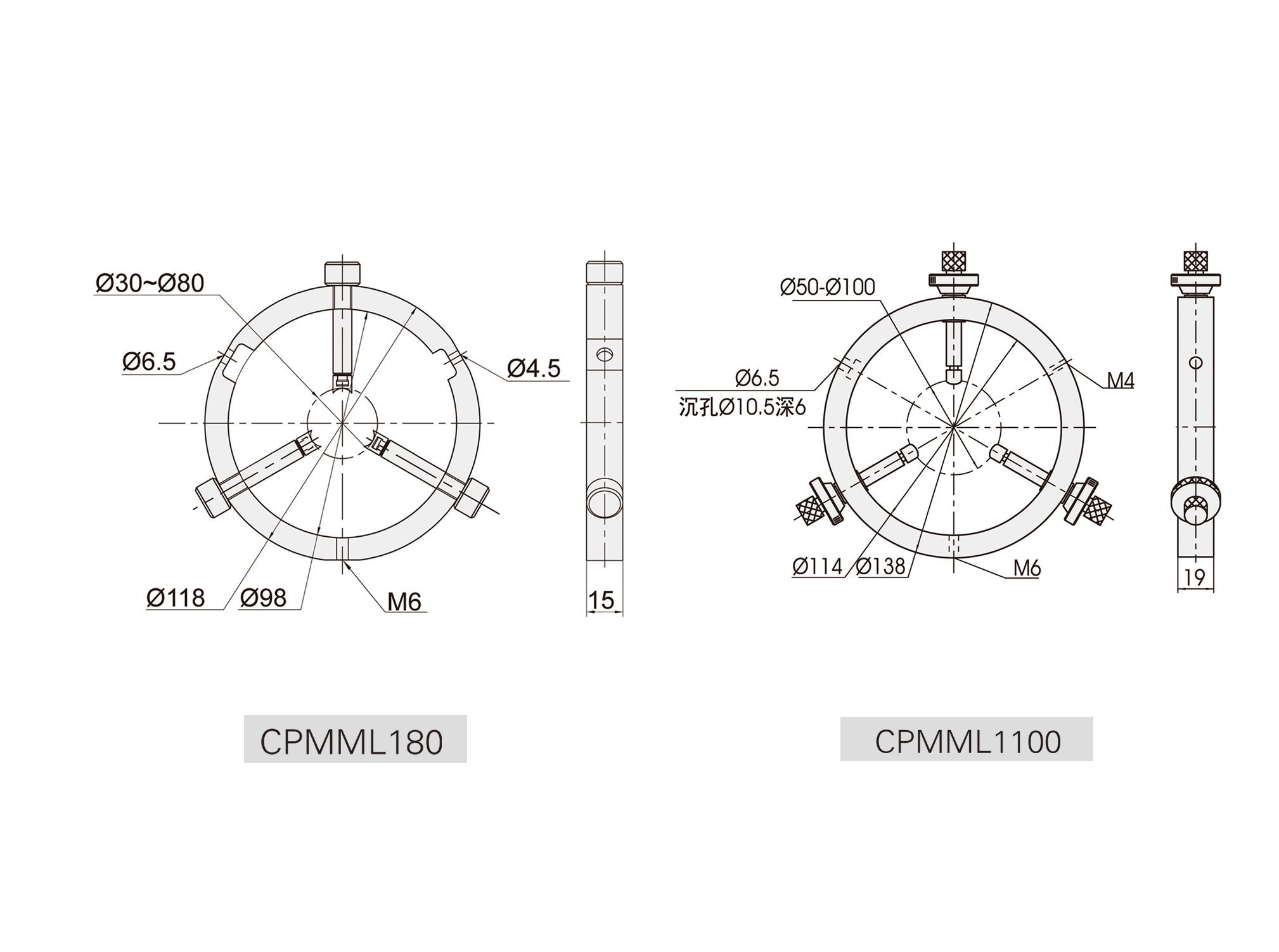 CPMML1系列变直径透镜架cad